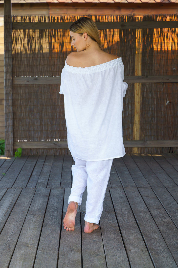 White Linen Oversized Blouse