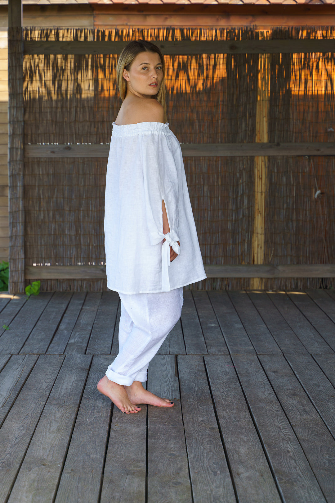 White Linen Oversized Blouse