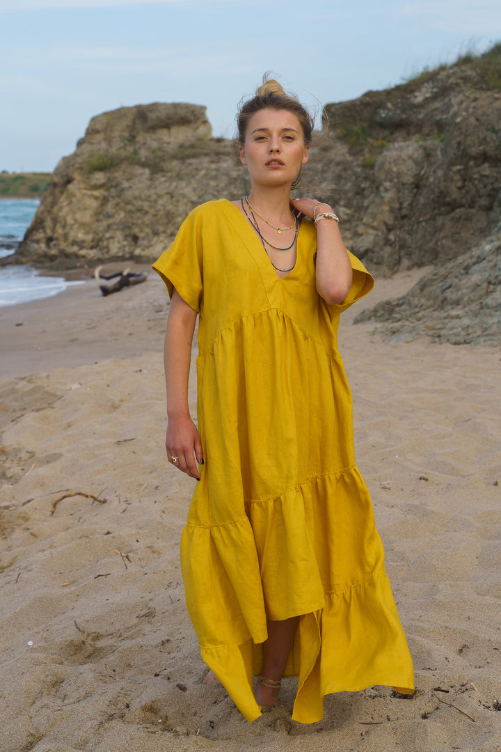 Asymmetrical Summer Maxi Linen Dress