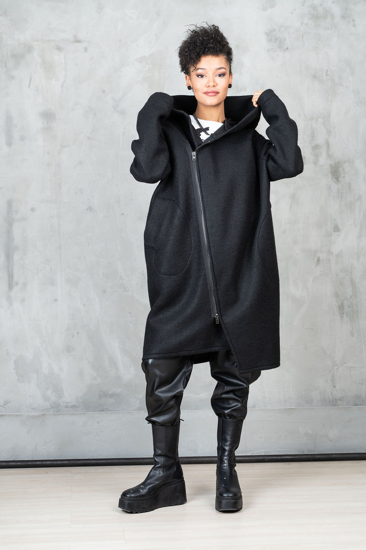 Asymmetrical Wool Winter Coat for Women