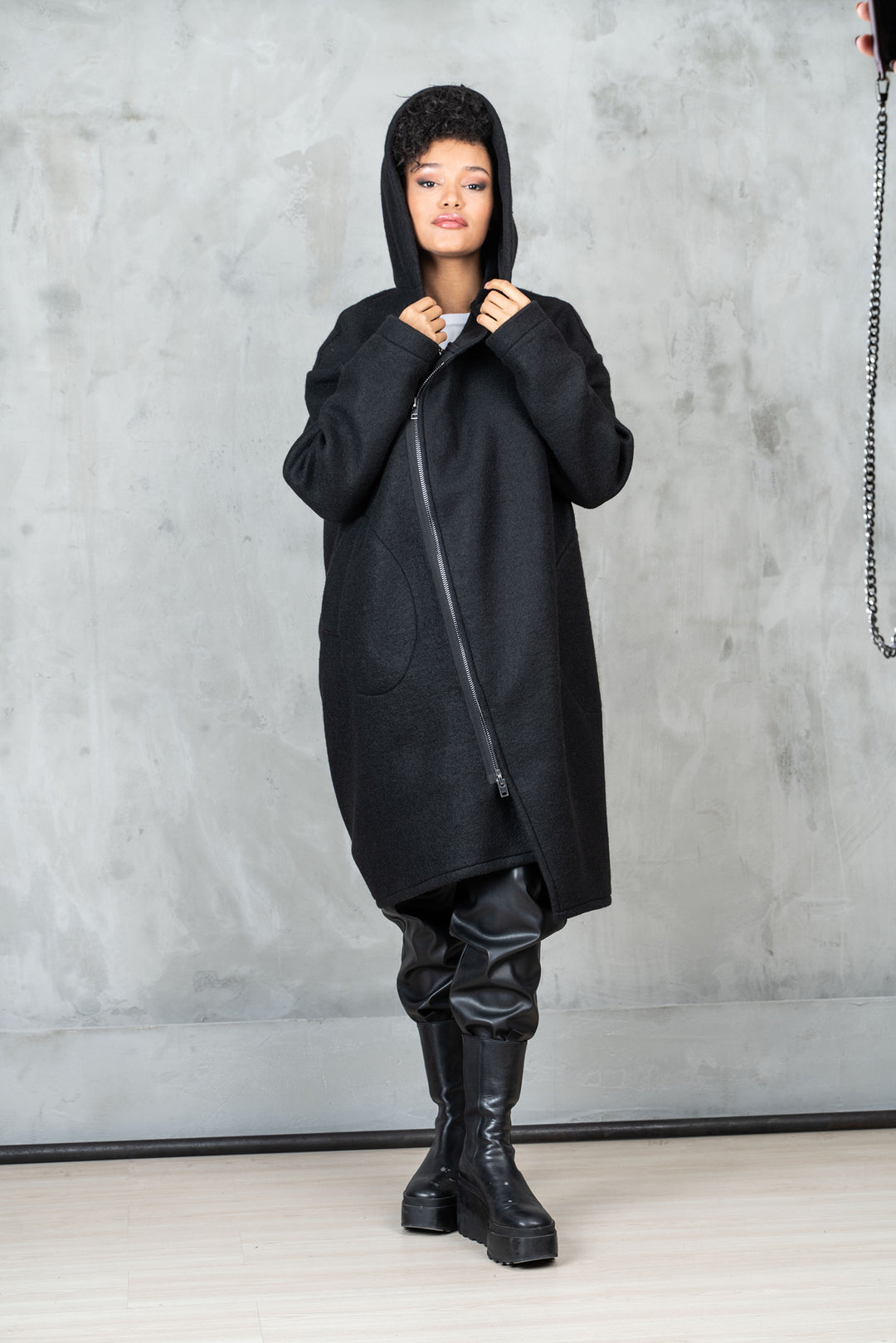 Asymmetrical Wool Winter Coat for Women