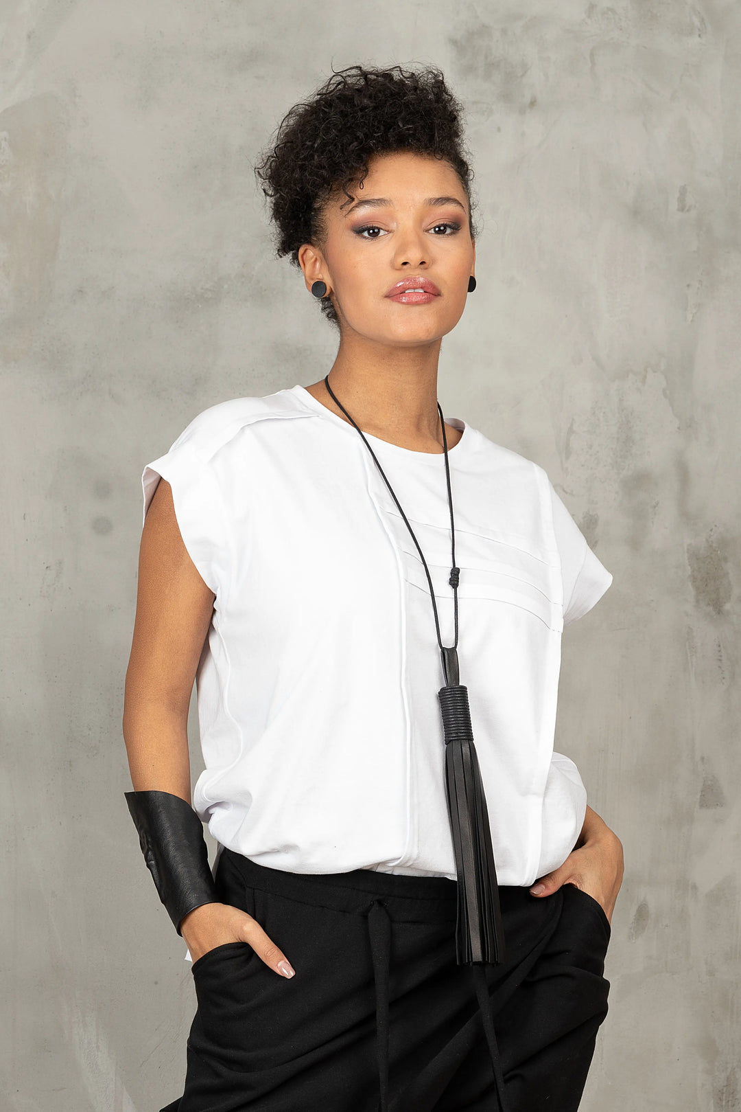 Asymmetrical White Women's Top