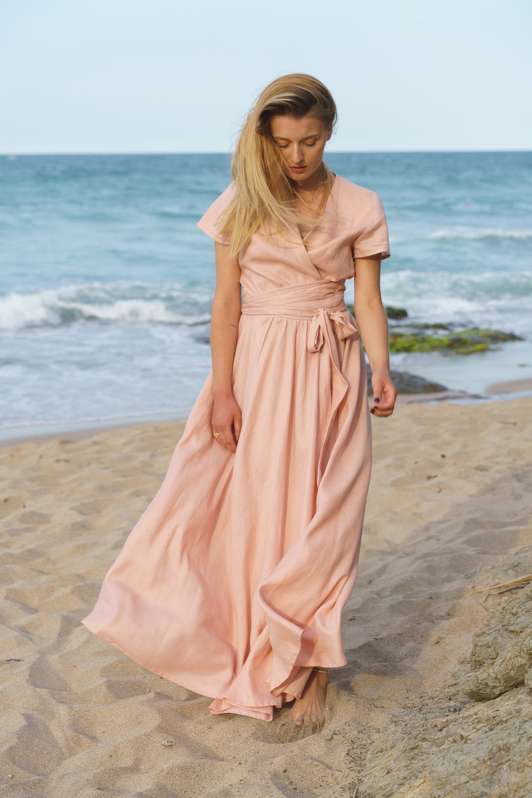 Ash Rose Linen Wrap Dress