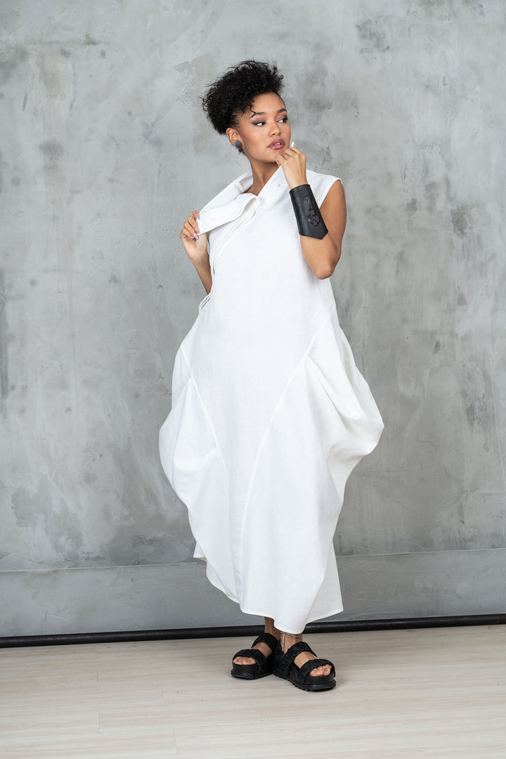 Summer Avant-Garde Linen Maxi Dress