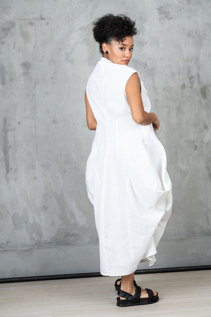 Summer Avant-Garde Linen Maxi Dress