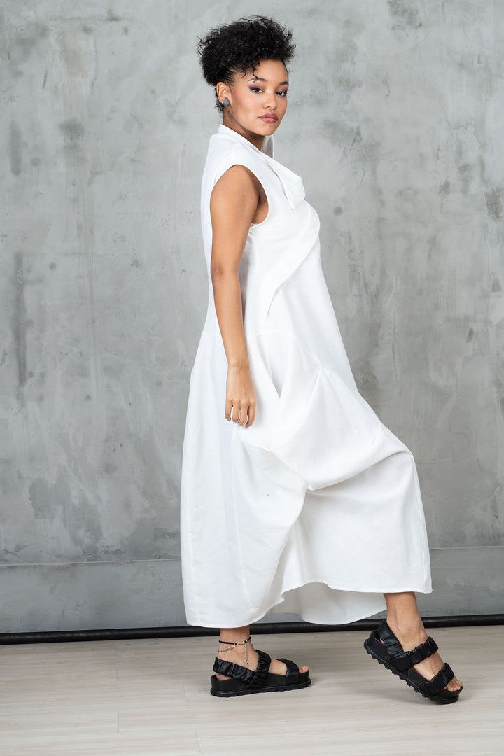 Summer Avant-Garde Linen Maxi Dress