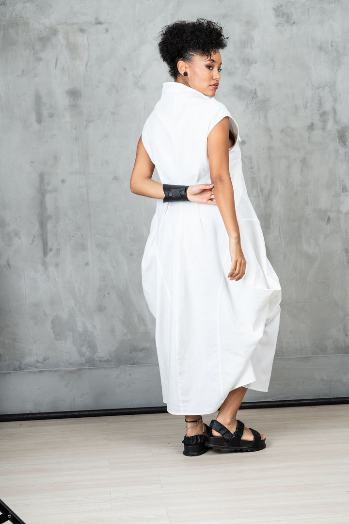 Summer Avant-Garde Linen Maxi Dress