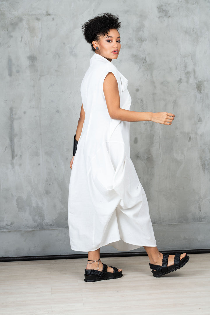 Summer Avant-Garde Linen Maxi Dress