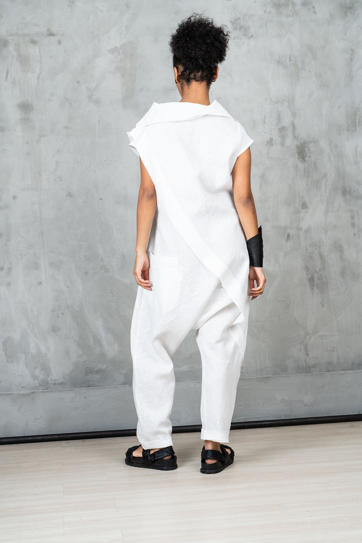 White Linen Jumpsuit