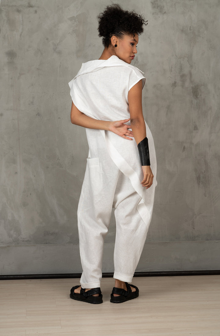 White Linen Jumpsuit