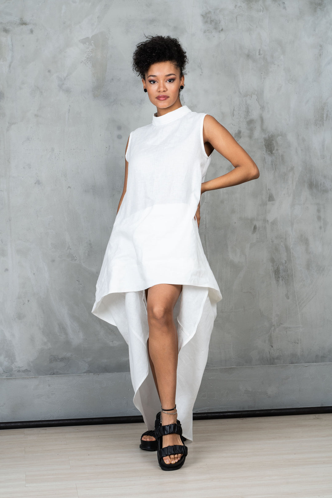 Avant Garde White Summer Linen Dress