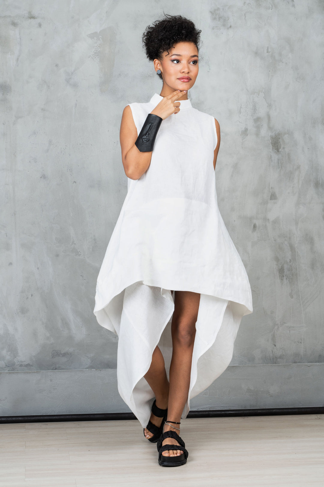 Avant Garde White Summer Linen Dress