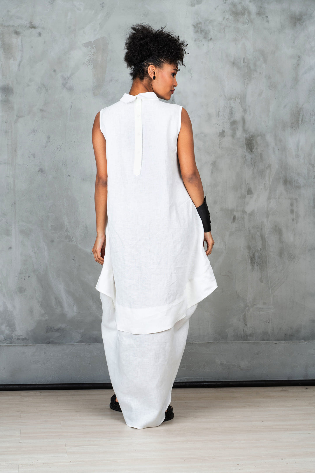 Avant Garde White Summer Linen Dress