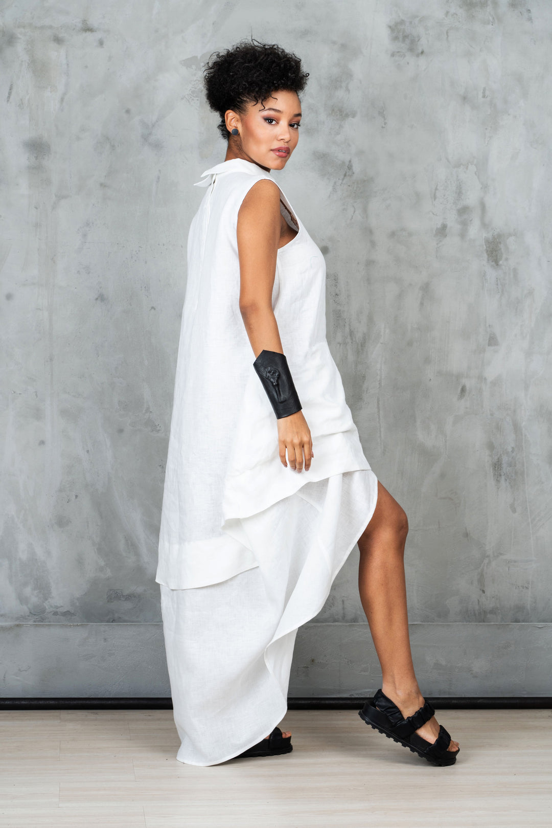 Avant Garde White Summer Linen Dress