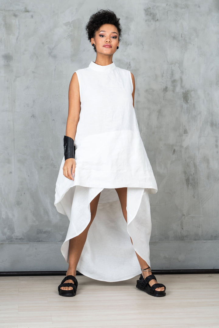 Avant Garde White Summer Linen Dress