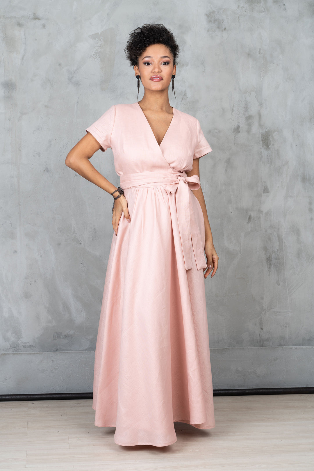 Ash Rose Linen Wrap Dress