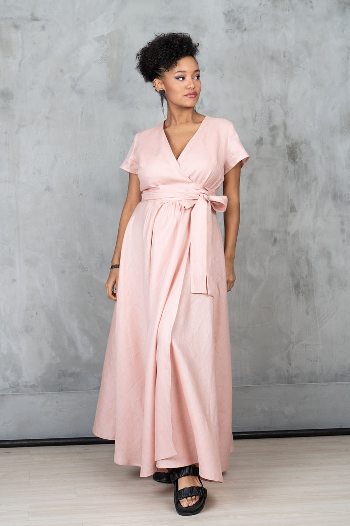 Ash Rose Linen Wrap Dress