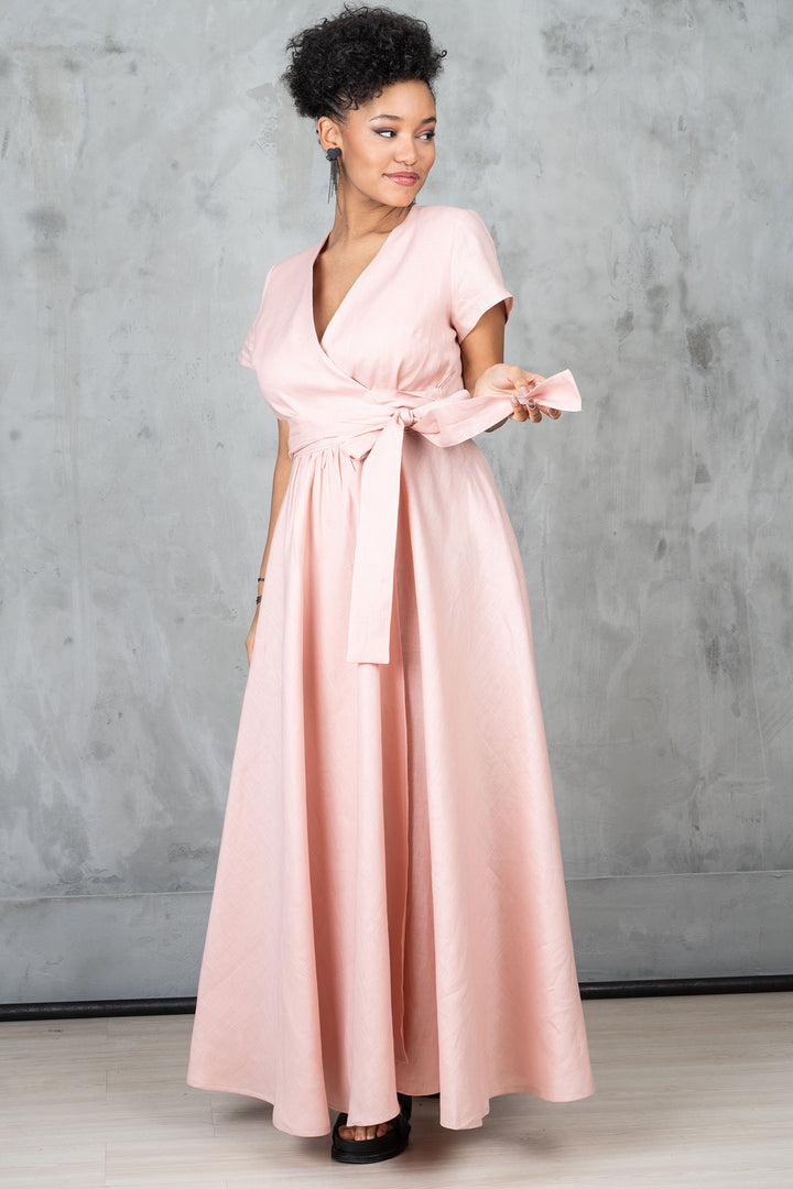 Ash Rose Linen Wrap Dress