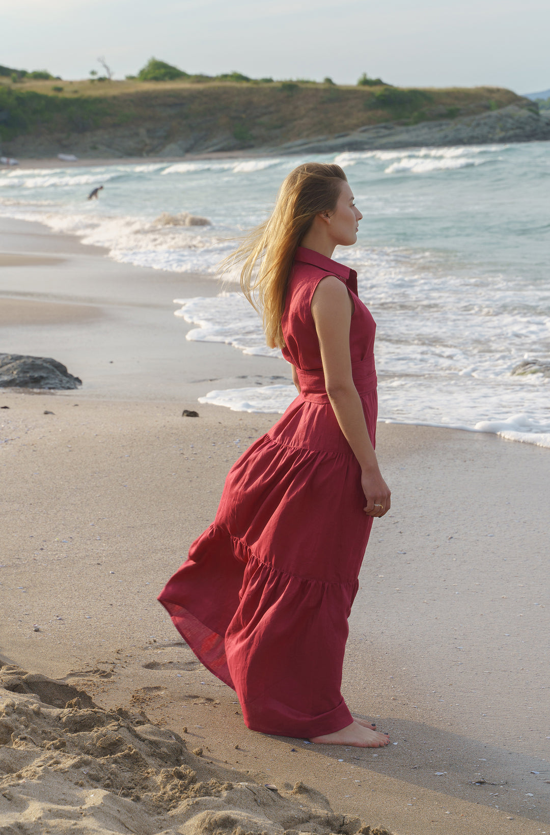 boho burgundy maxi dress Boho Maxi Dress - Casual Dress - Burgundy Dress