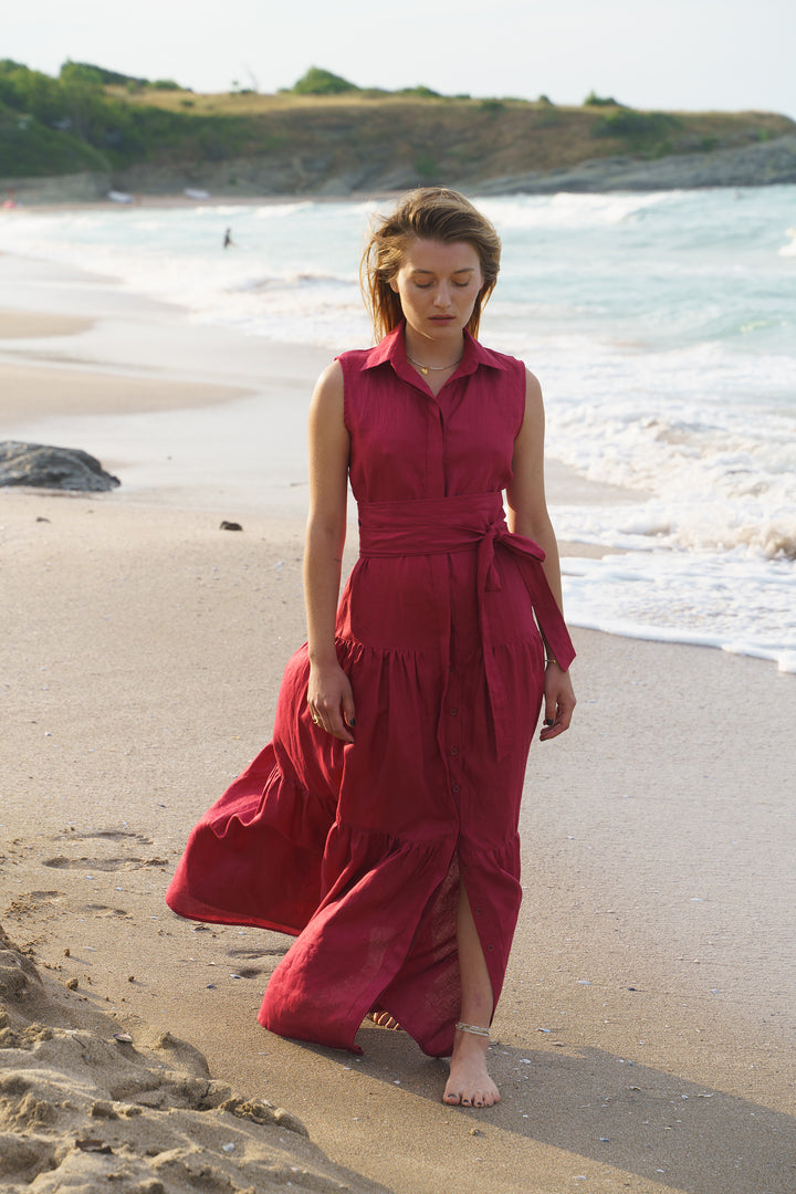 Burgundy Boho Maxi Dress