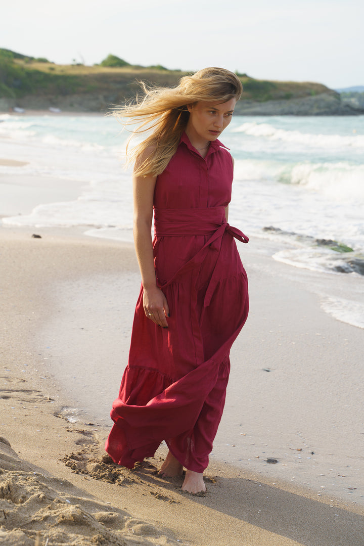 Burgundy Boho Maxi Dress