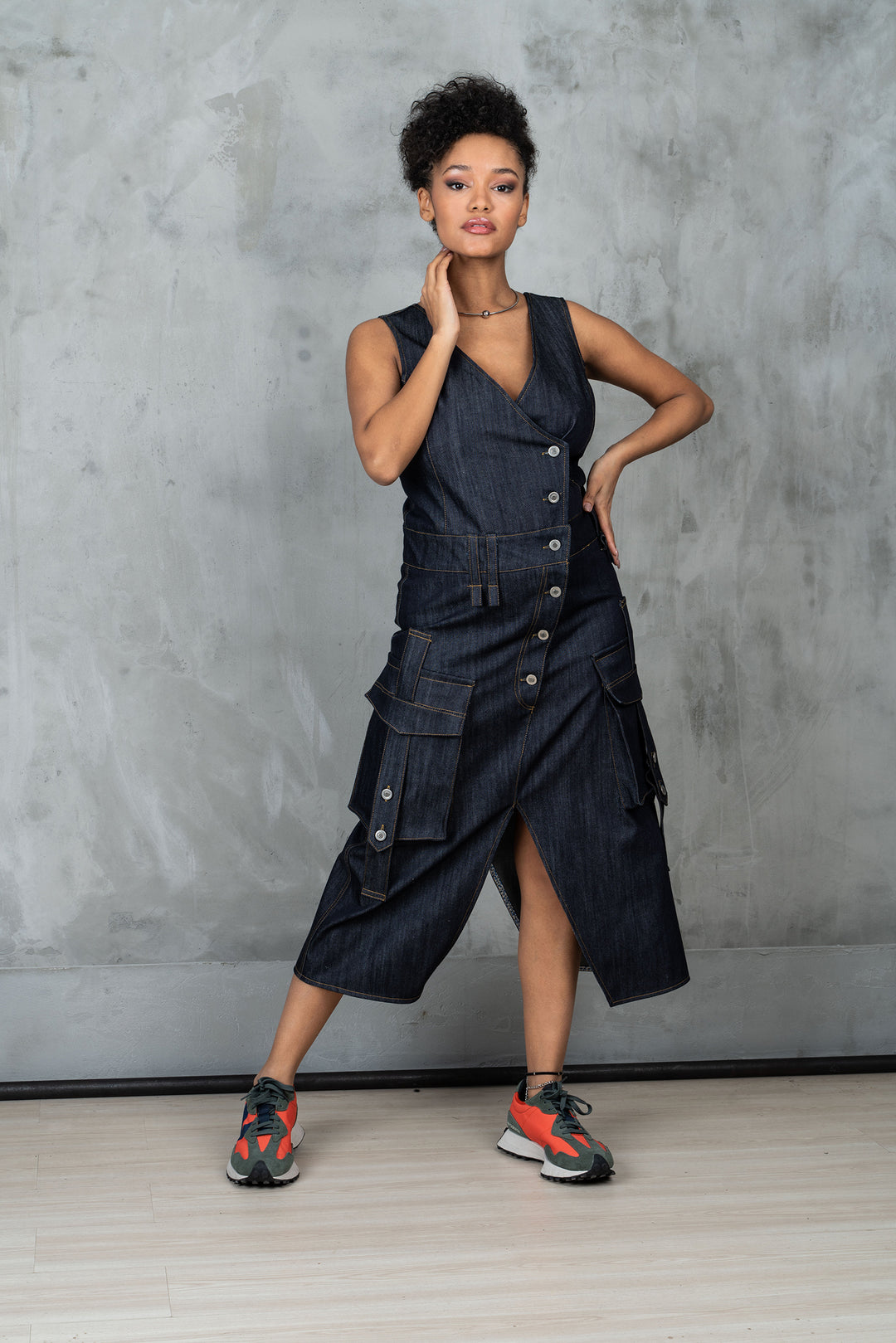 Denim Cargo Dress 6XL / Blue Melange Denim Cargo Dress 6XL / Blue Melange