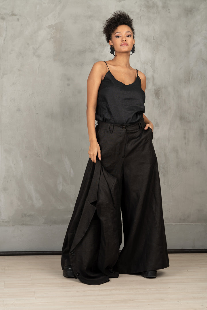 Wide Leg Linen Palazzo Pants