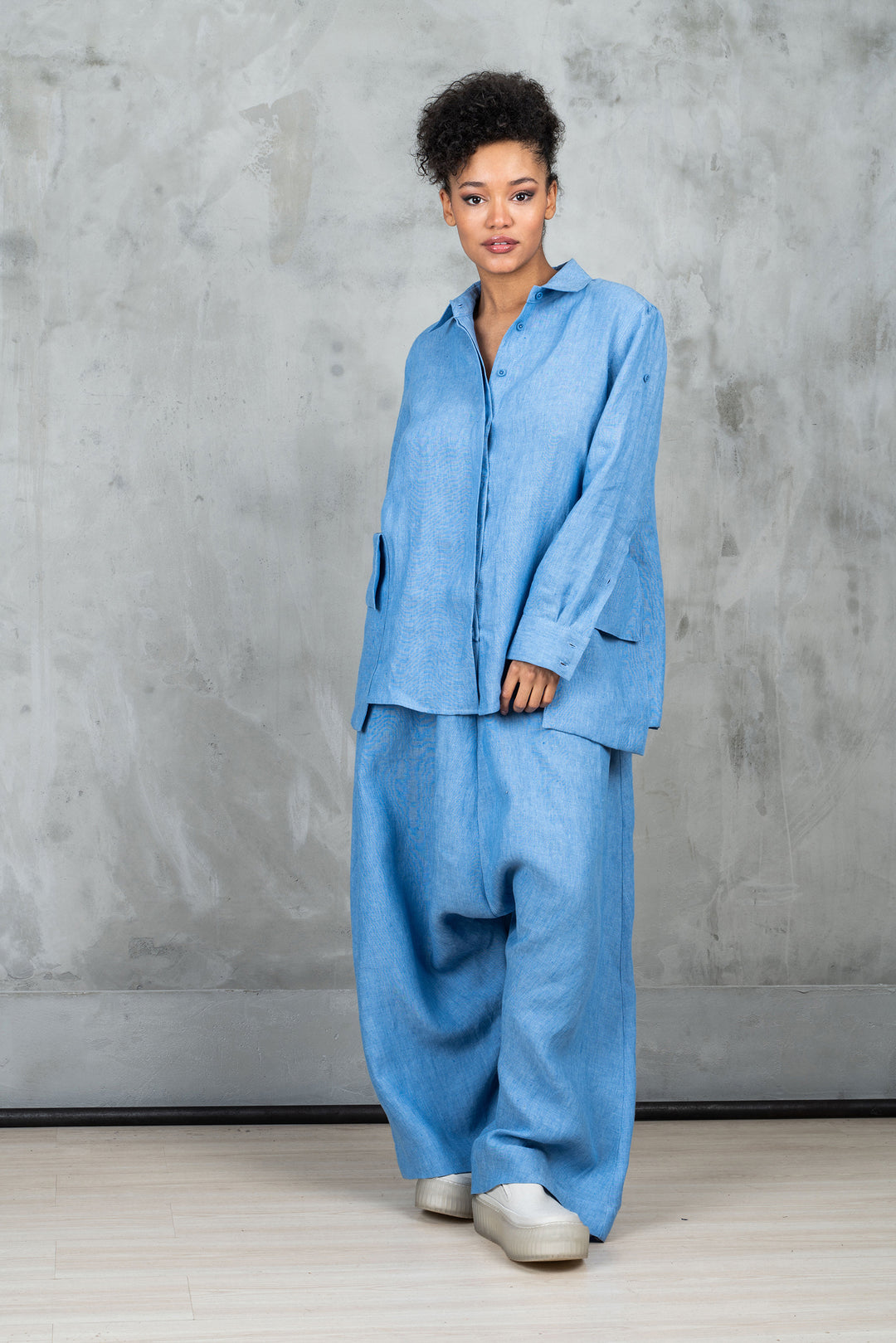 Oversized Avant Garde Linen Shirt with Back Slit