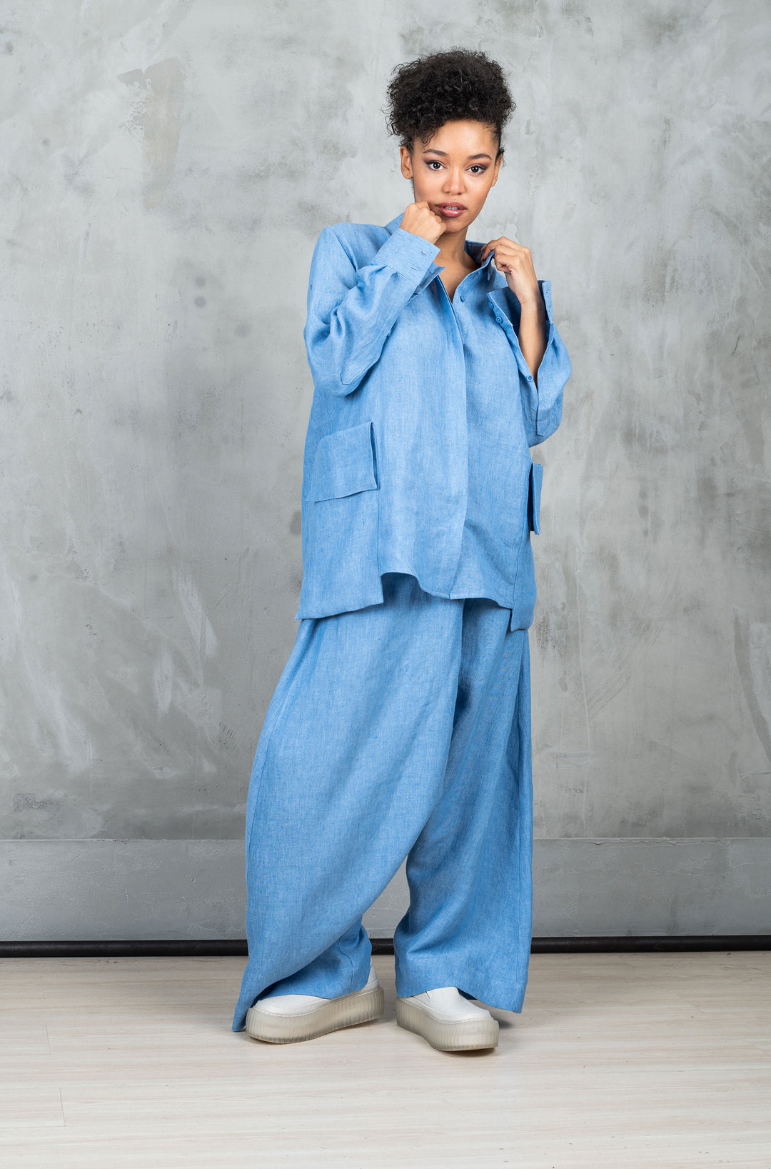 Oversized Avant Garde Linen Shirt with Back Slit