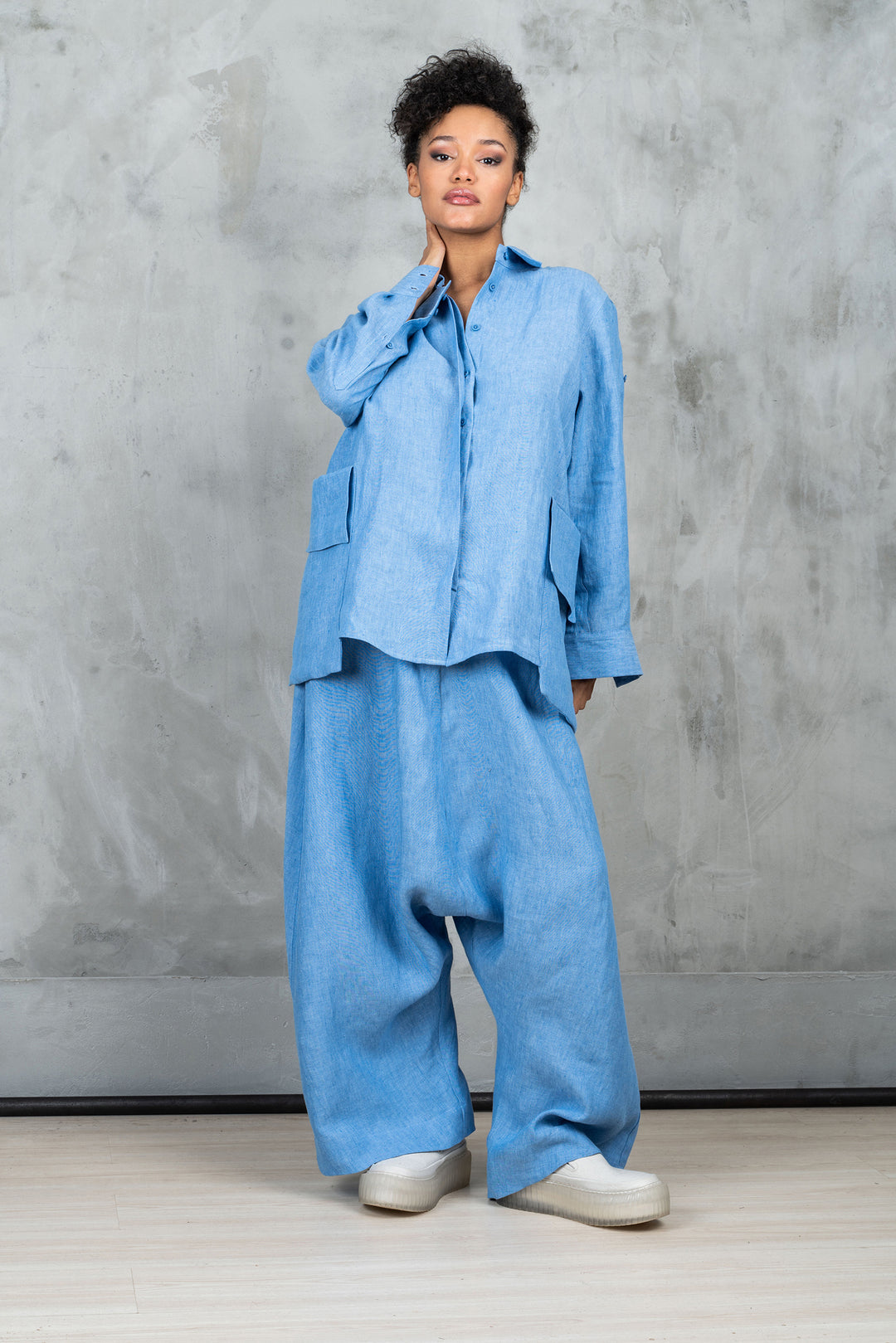 Oversized Avant Garde Linen Shirt with Back Slit