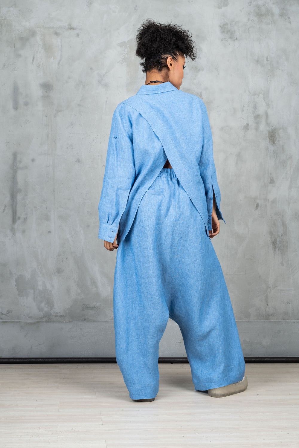 Oversized Avant Garde Linen Shirt with Back Slit