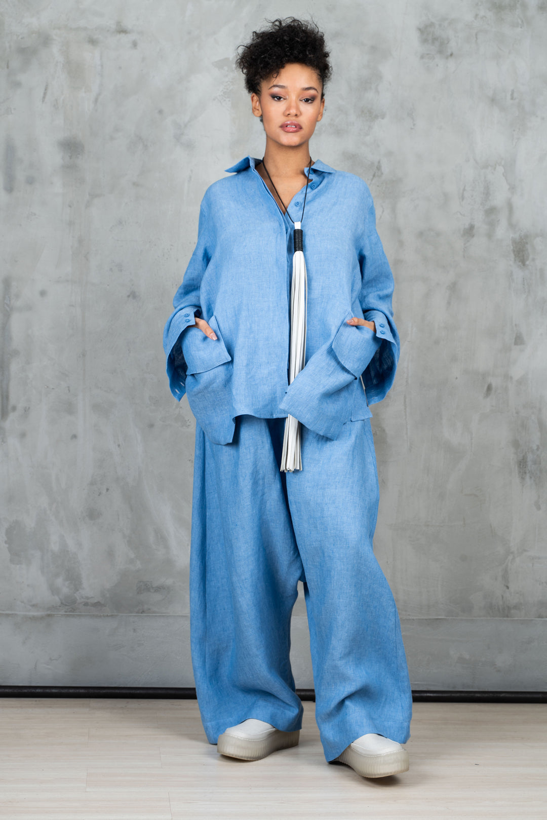 Oversized Avant Garde Linen Shirt with Back Slit