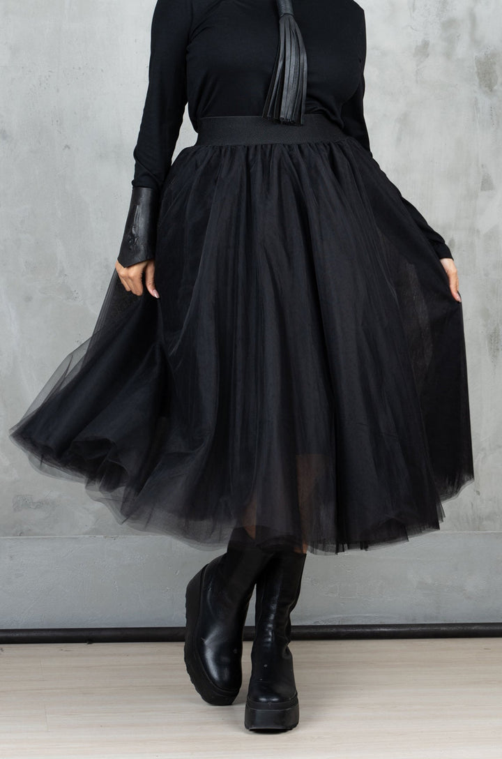 Black Tulle Midi Tutu Skirt