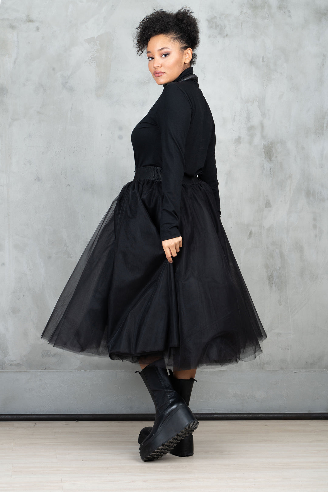 Black Tulle Midi Tutu Skirt