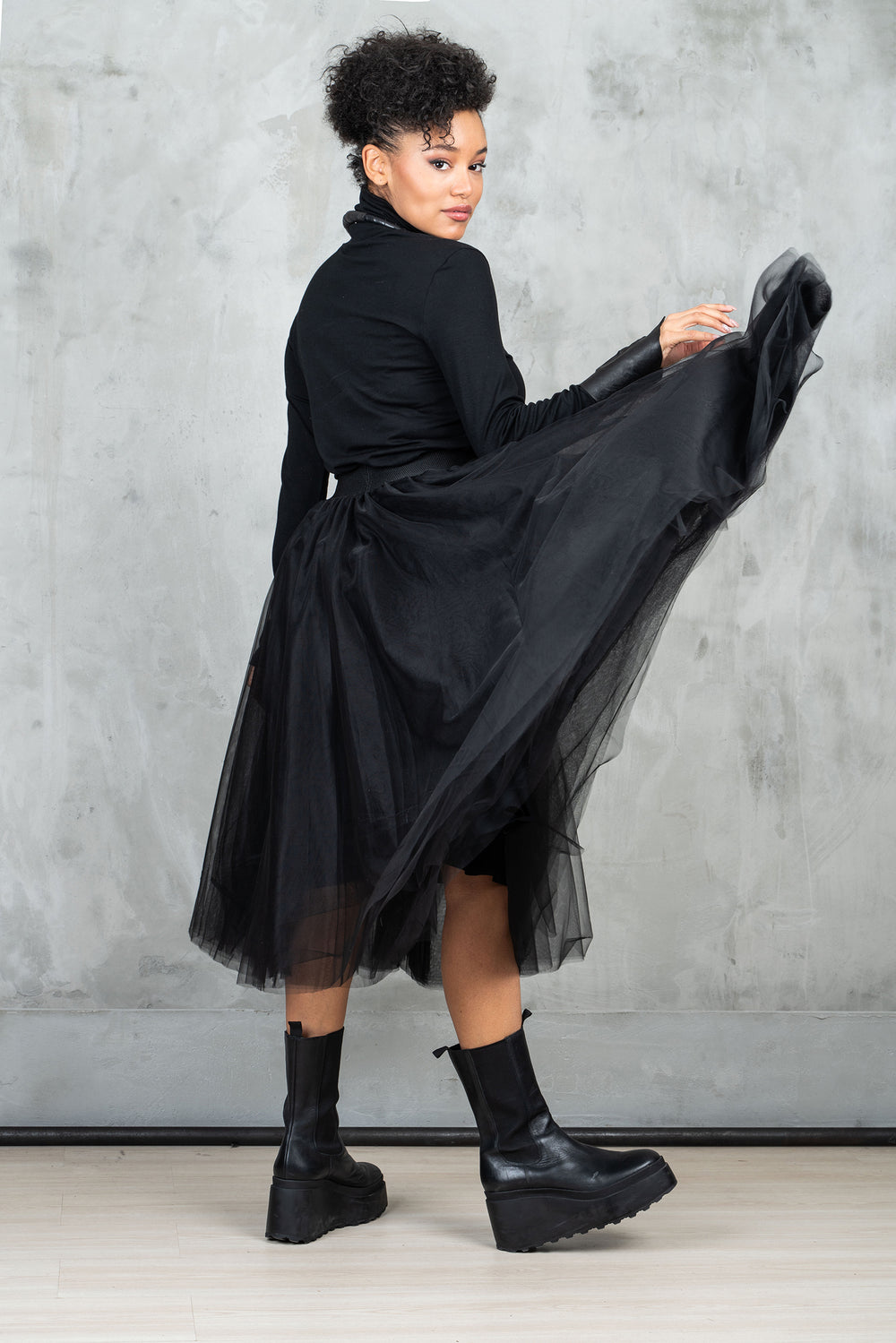 Black Tulle Midi Tutu Skirt