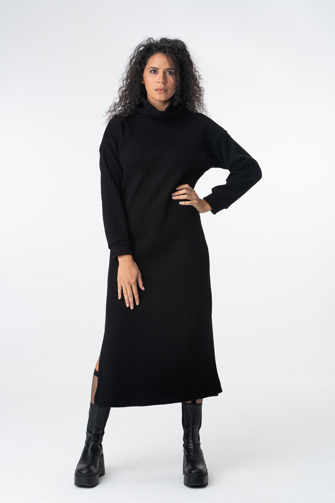 Soft Knit Winter Maxi Dress with Side Slits