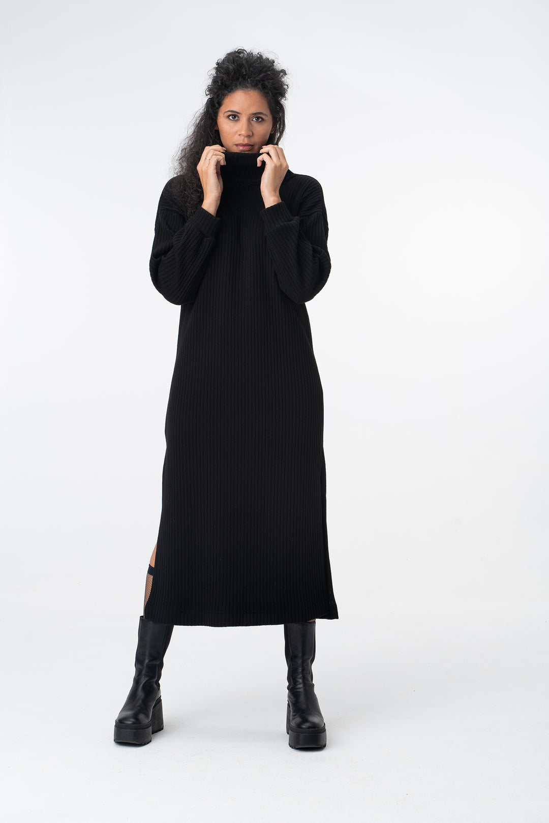 Soft Knit Winter Maxi Dress with Side Slits