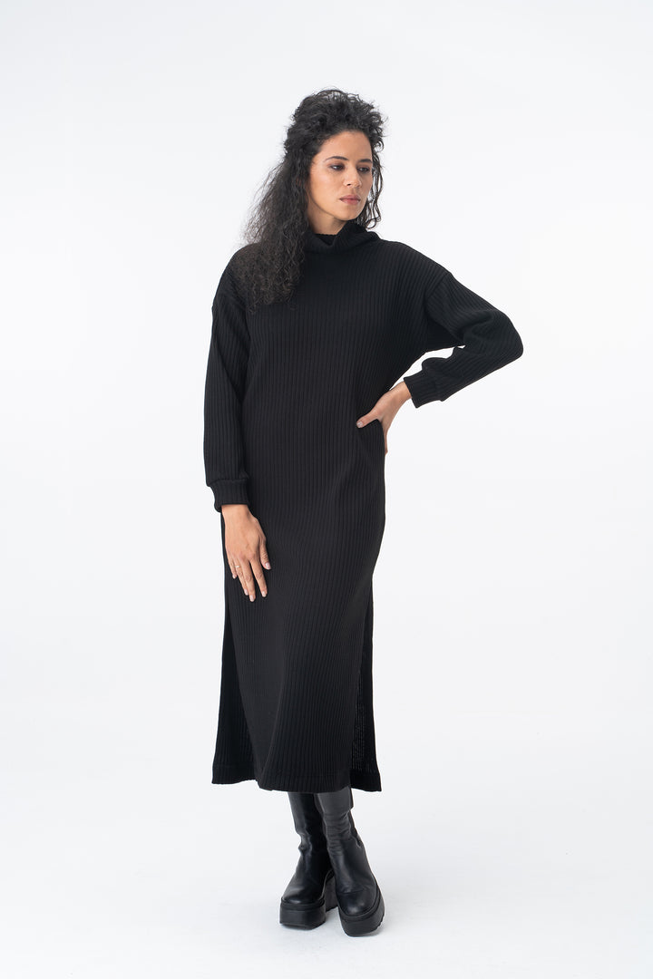 Soft Knit Winter Maxi Dress with Side Slits