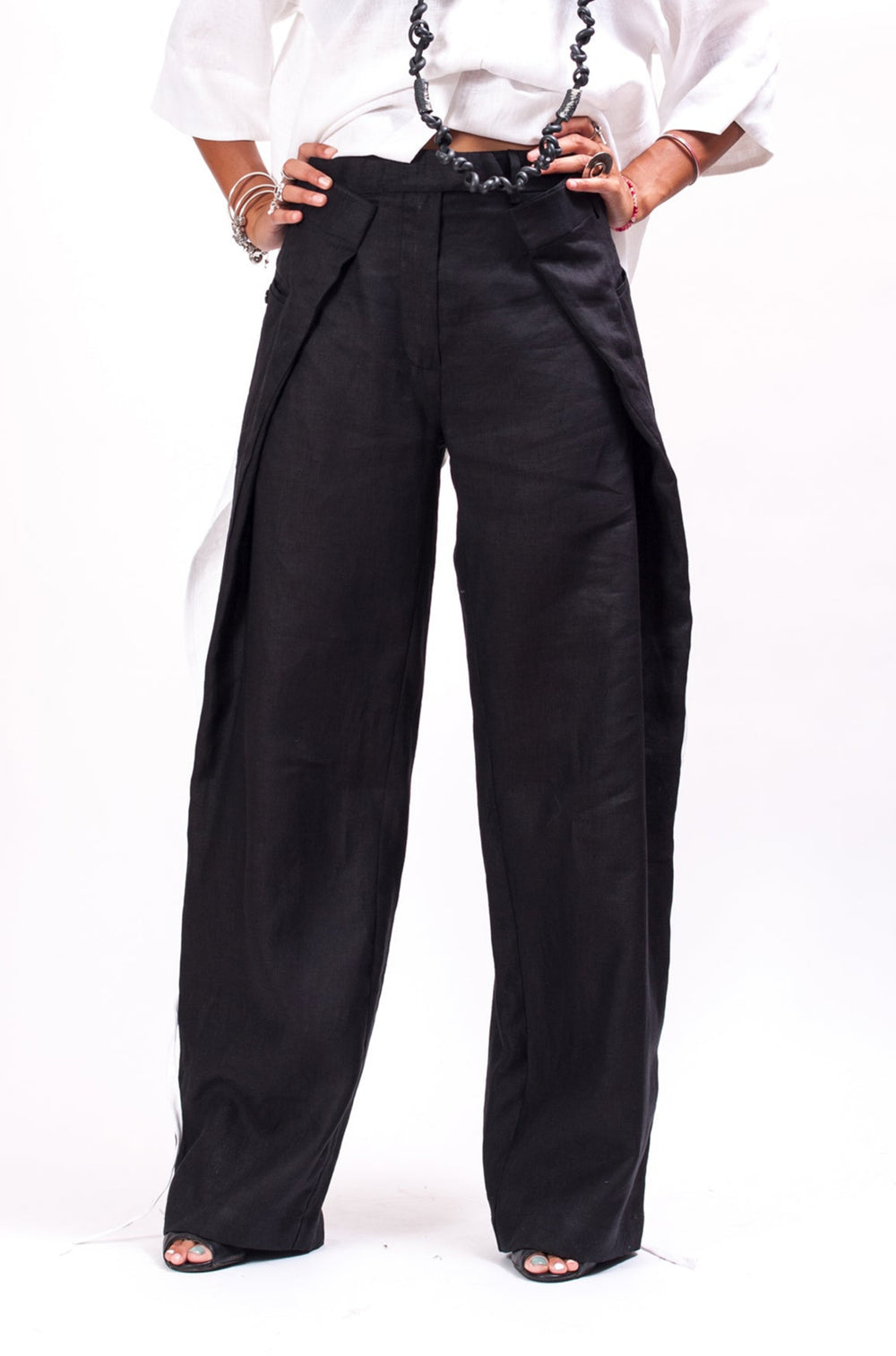 Black Wide Leg Linen Pants