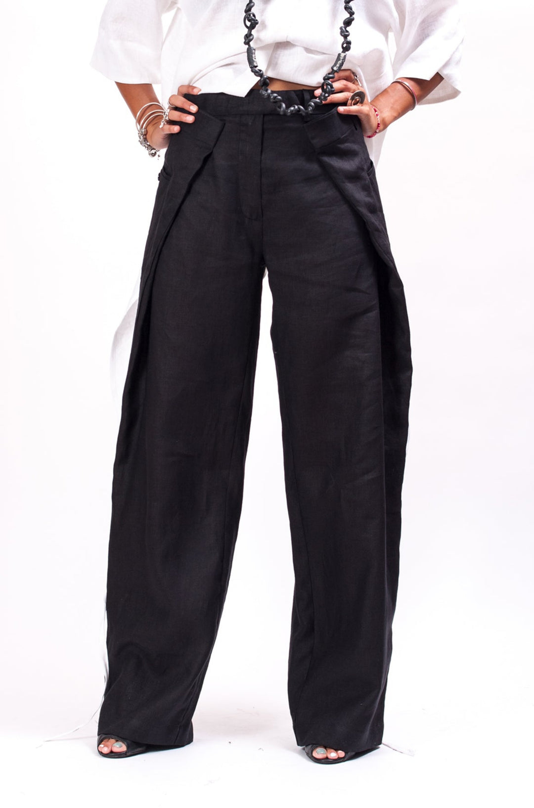 Black Wide Leg Linen Pants