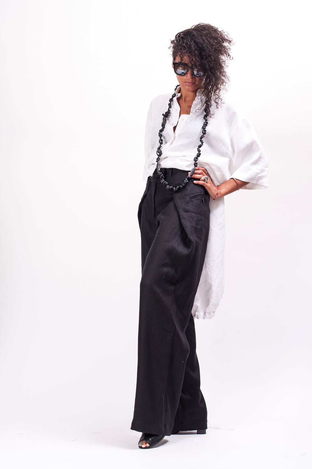 Black Wide Leg Linen Pants