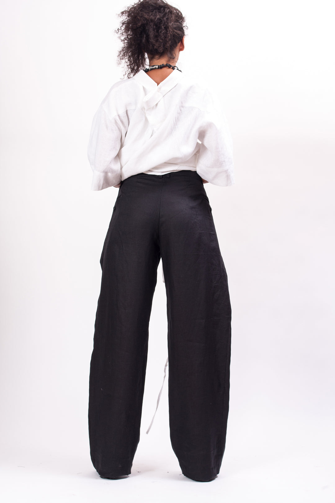 Black Wide Leg Linen Pants