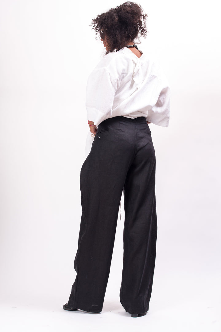 Black Wide Leg Linen Pants