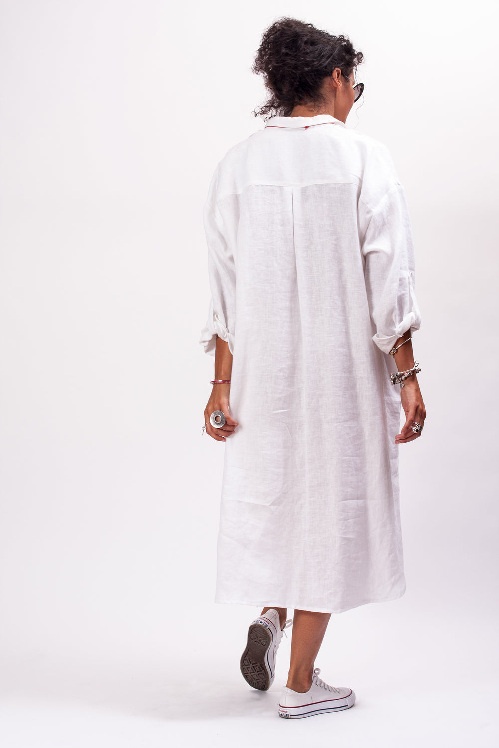 Oversized Ash Rose Linen Shirt Dress