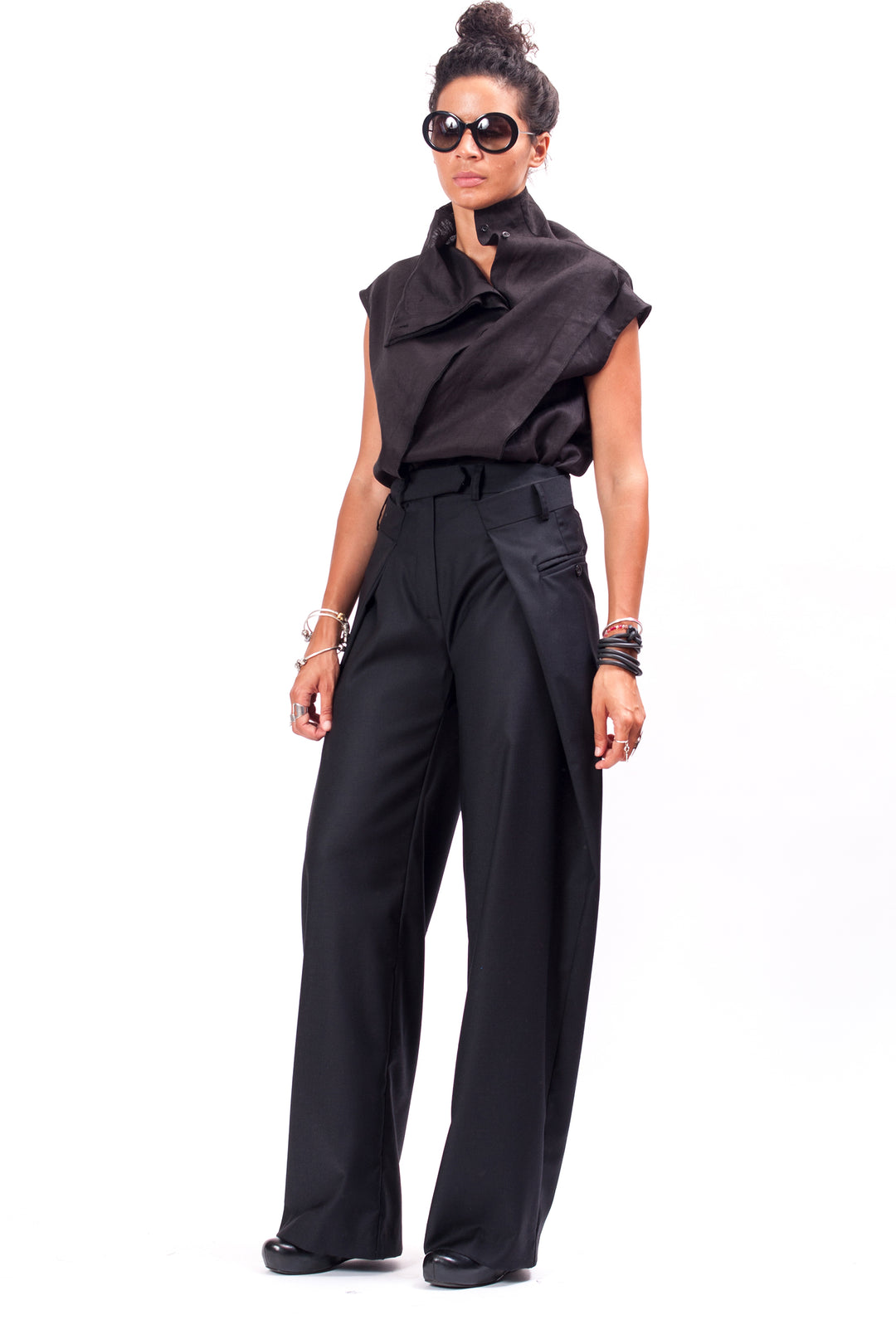 Black Wide Leg Wool Pants