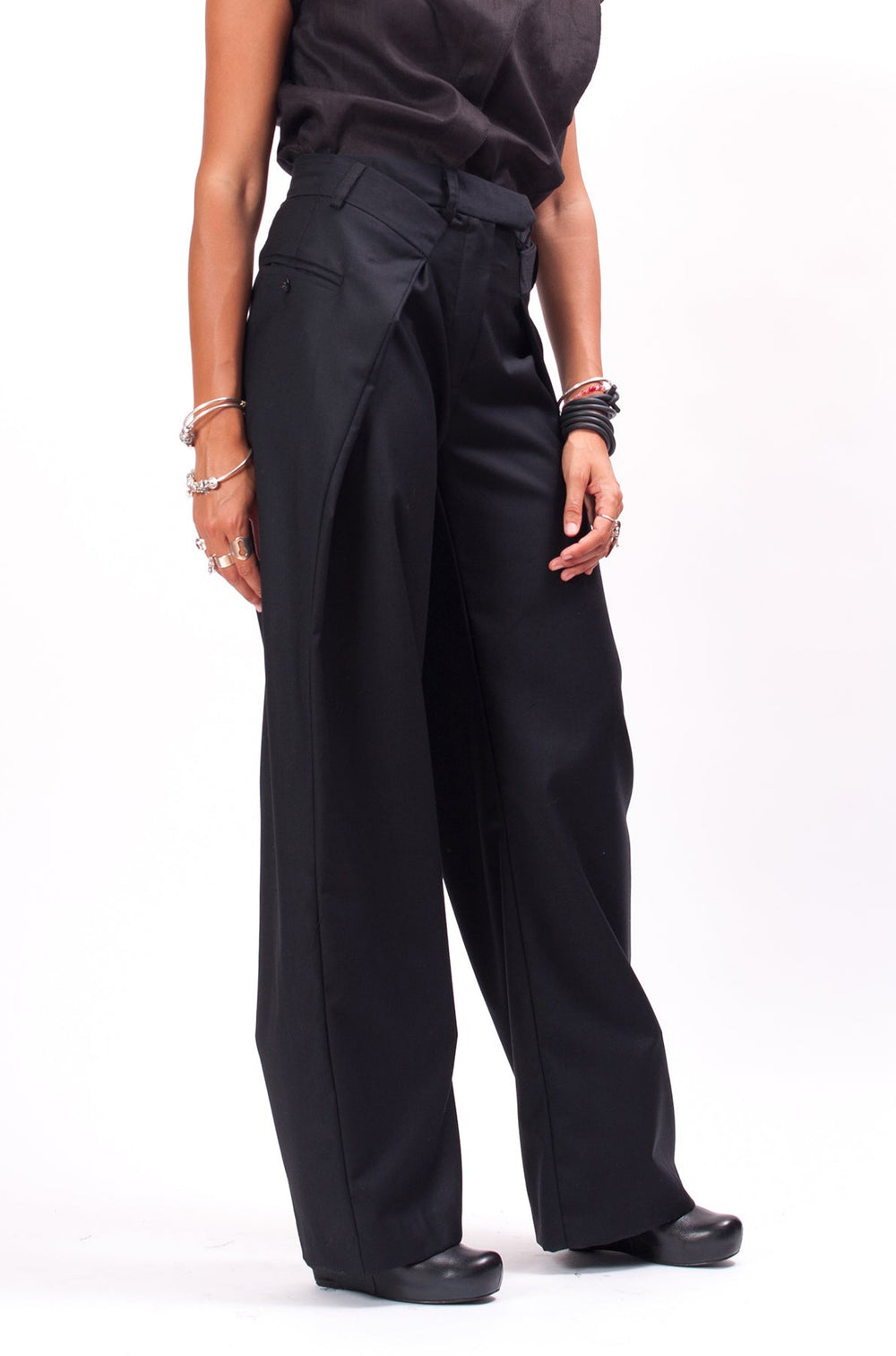 Black Wide Leg Wool Pants