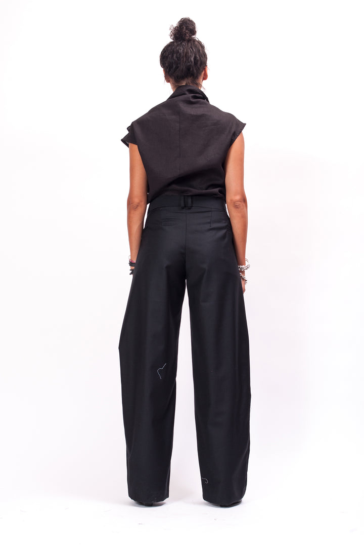 Black Wide Leg Wool Pants