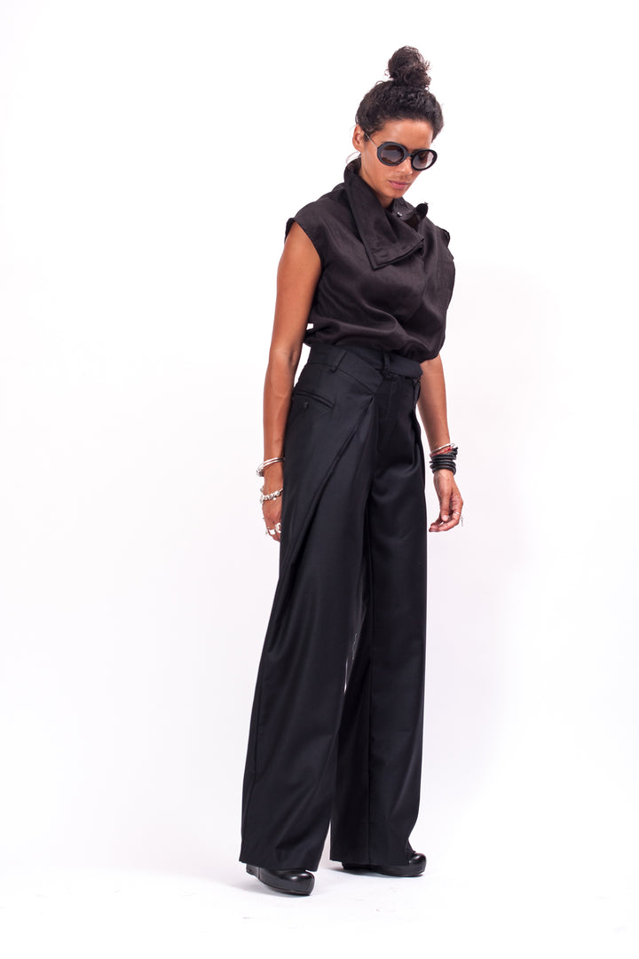 Black Wide Leg Wool Pants