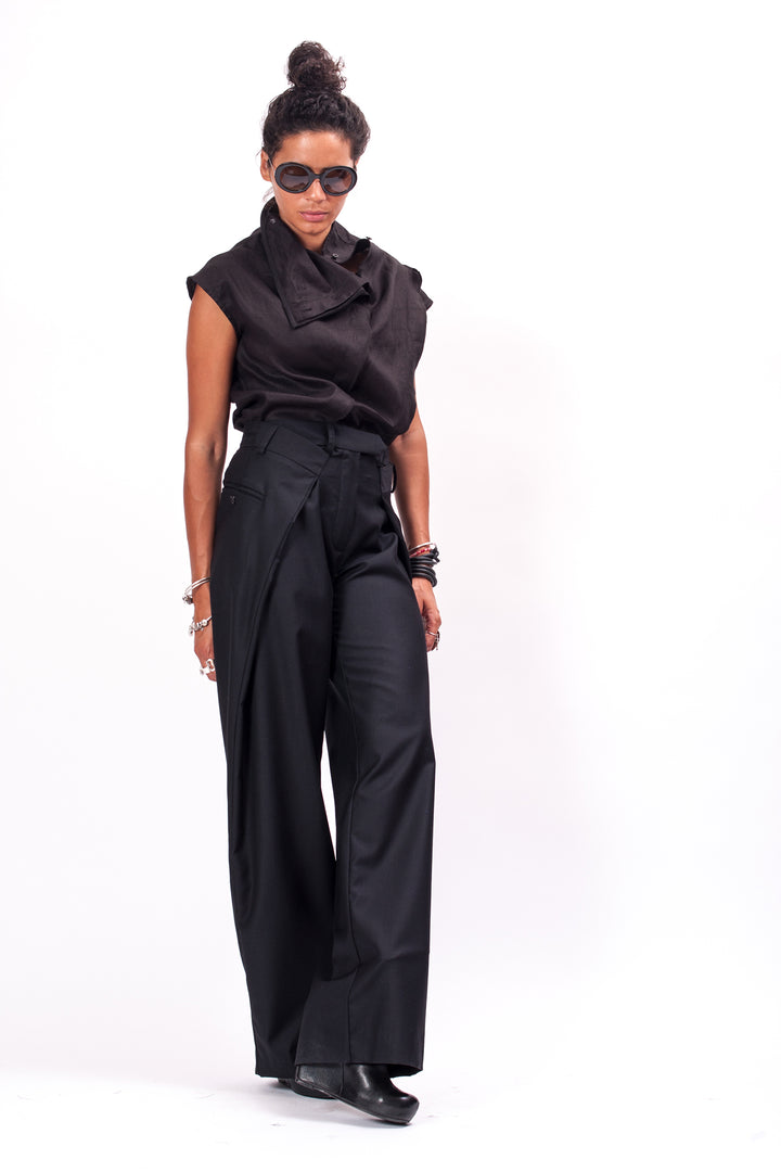 Black Wide Leg Wool Pants