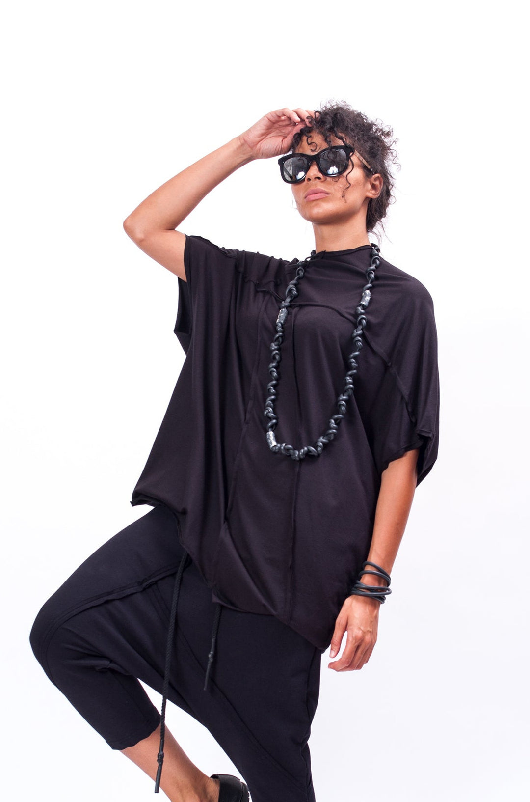 Black Asymmetric Women's Top